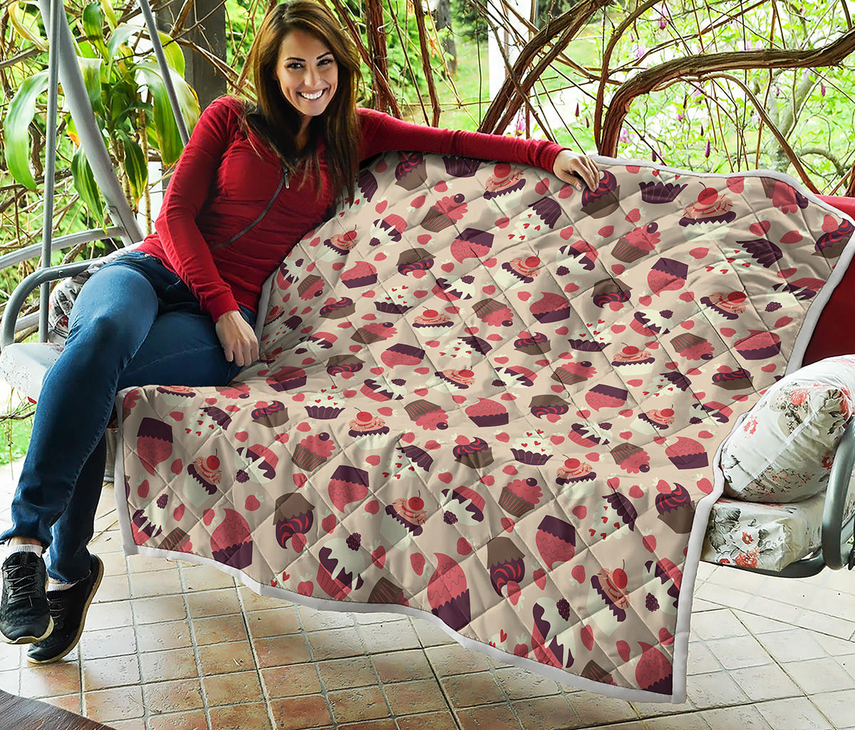 Vintage Cupcake Pattern Print Quilt