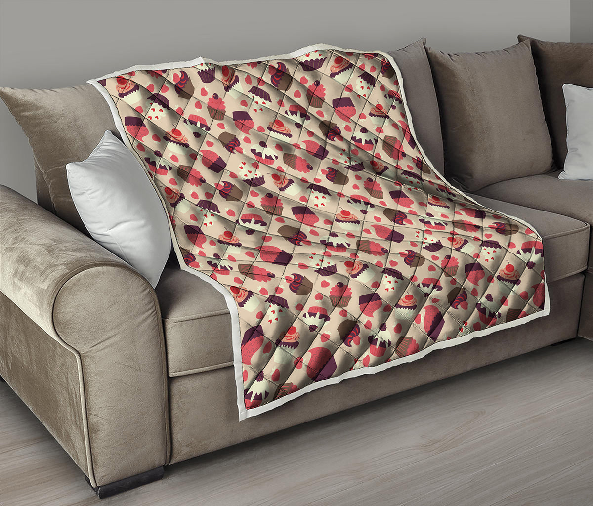 Vintage Cupcake Pattern Print Quilt