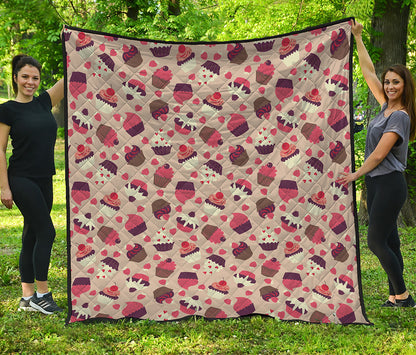 Vintage Cupcake Pattern Print Quilt