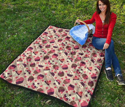 Vintage Cupcake Pattern Print Quilt