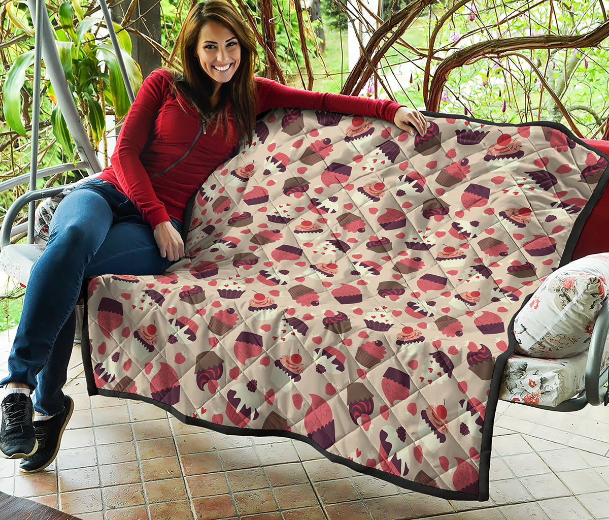 Vintage Cupcake Pattern Print Quilt