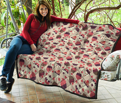 Vintage Cupcake Pattern Print Quilt