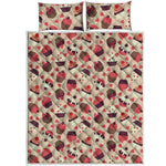 Vintage Cupcake Pattern Print Quilt Bed Set