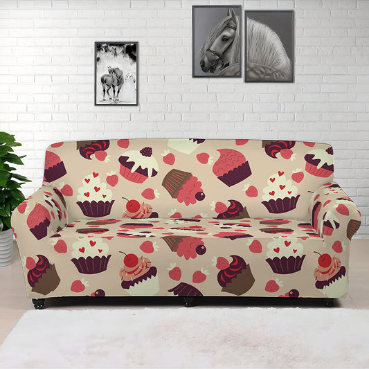 Vintage Cupcake Pattern Print Sofa Cover