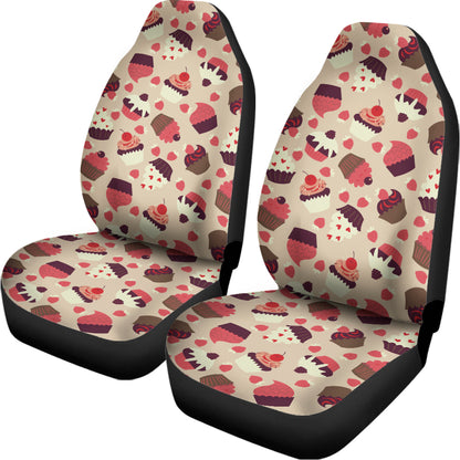 Vintage Cupcake Pattern Print Universal Fit Car Seat Covers