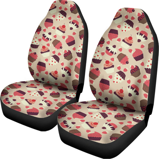 Vintage Cupcake Pattern Print Universal Fit Car Seat Covers