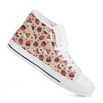 Vintage Cupcake Pattern Print White High Top Shoes