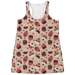 Vintage Cupcake Pattern Print Women's Racerback Tank Top
