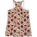 Vintage Cupcake Pattern Print Women's Racerback Tank Top