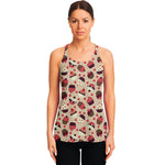 Vintage Cupcake Pattern Print Women's Racerback Tank Top