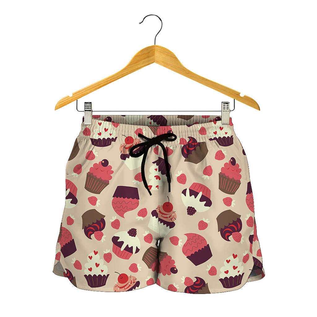Vintage Cupcake Pattern Print Women's Shorts