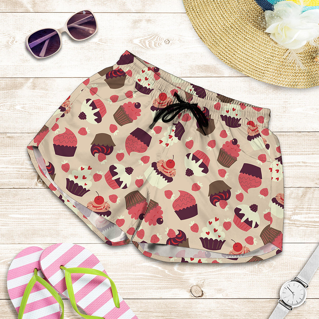 Vintage Cupcake Pattern Print Women's Shorts