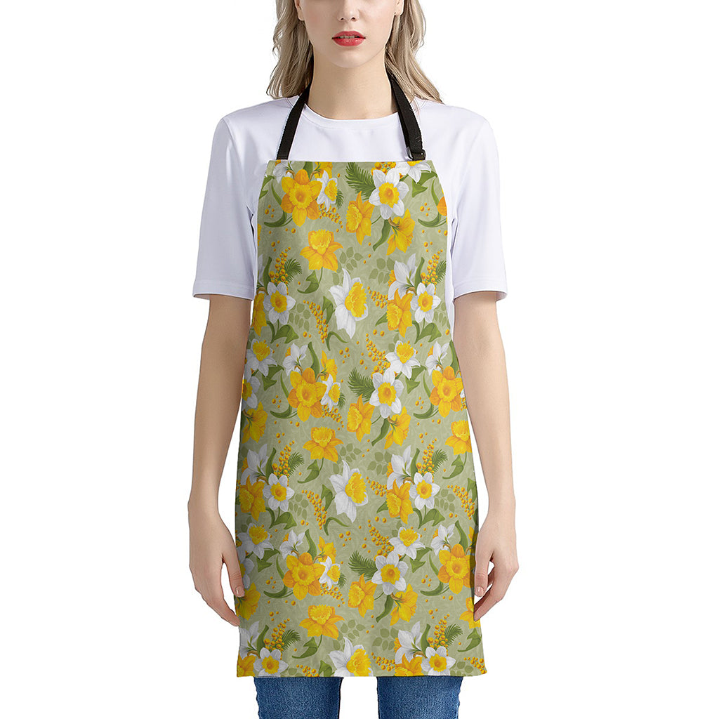 Vintage Daffodil Flower Pattern Print Apron