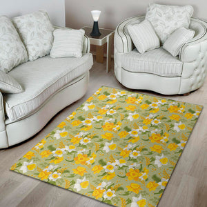 Vintage Daffodil Flower Pattern Print Area Rug
