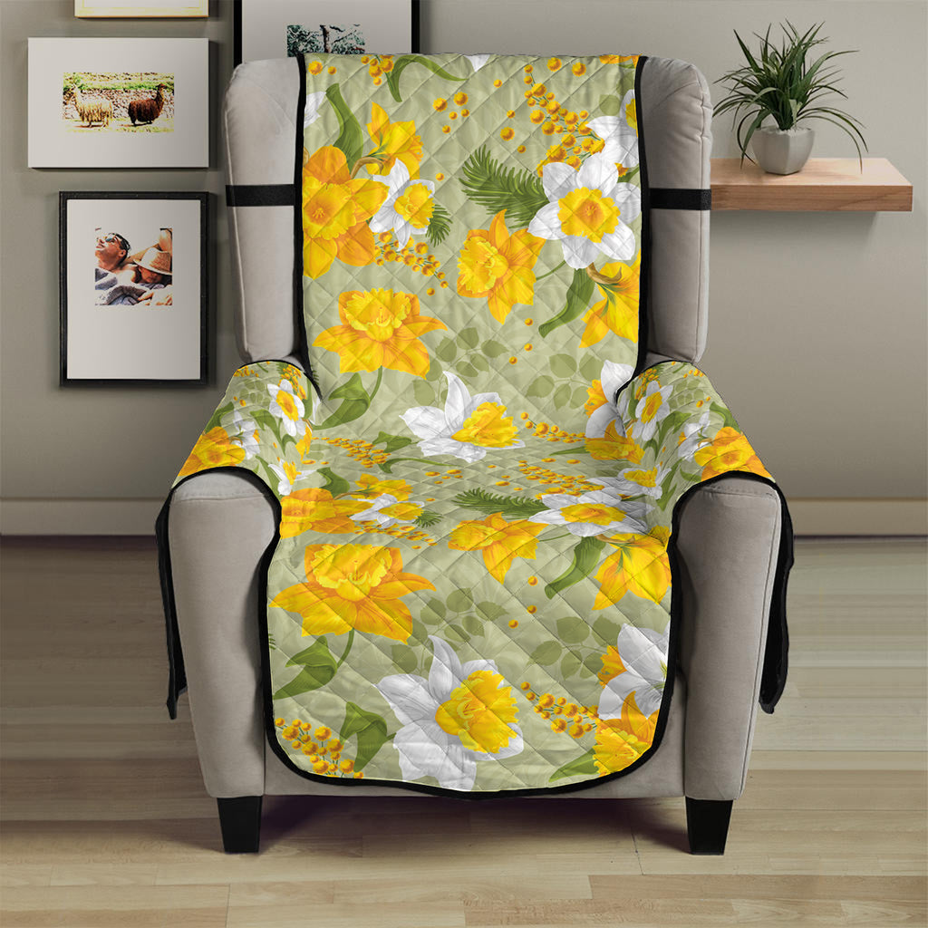Vintage Daffodil Flower Pattern Print Armchair Protector