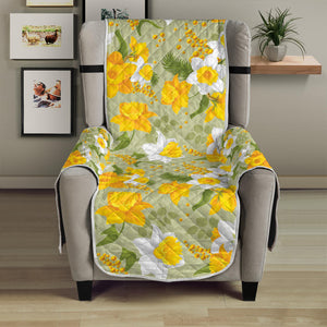Vintage Daffodil Flower Pattern Print Armchair Protector