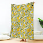 Vintage Daffodil Flower Pattern Print Blanket