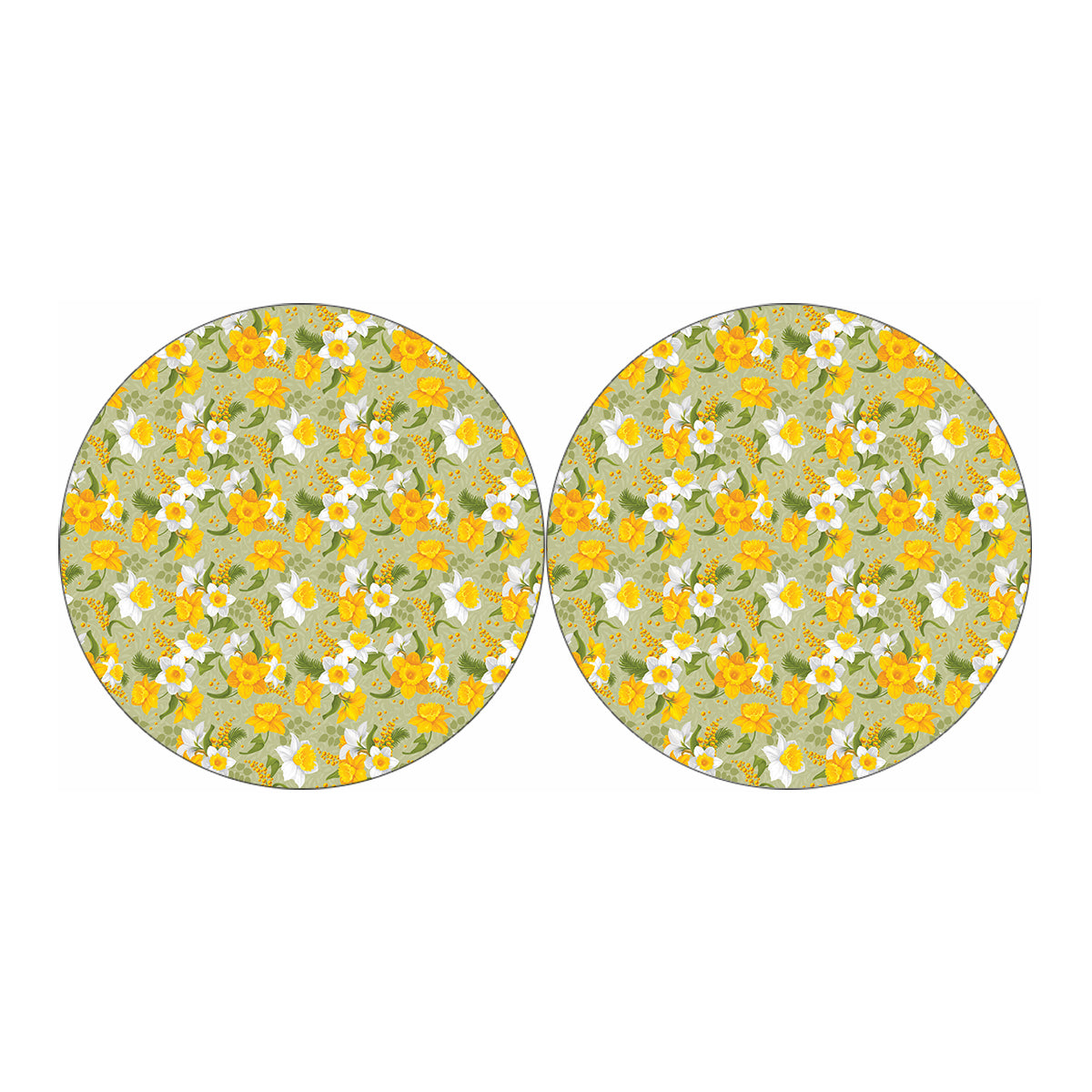 Vintage Daffodil Flower Pattern Print Car Coasters