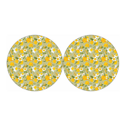 Vintage Daffodil Flower Pattern Print Car Coasters
