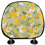 Vintage Daffodil Flower Pattern Print Car Headrest Covers