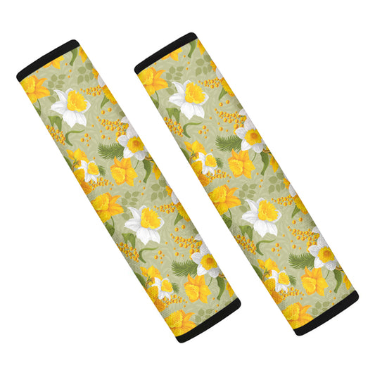 Vintage Daffodil Flower Pattern Print Car Seat Belt Covers
