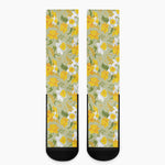 Vintage Daffodil Flower Pattern Print Crew Socks