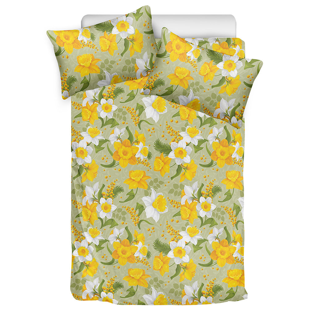 Vintage Daffodil Flower Pattern Print Duvet Cover Bedding Set