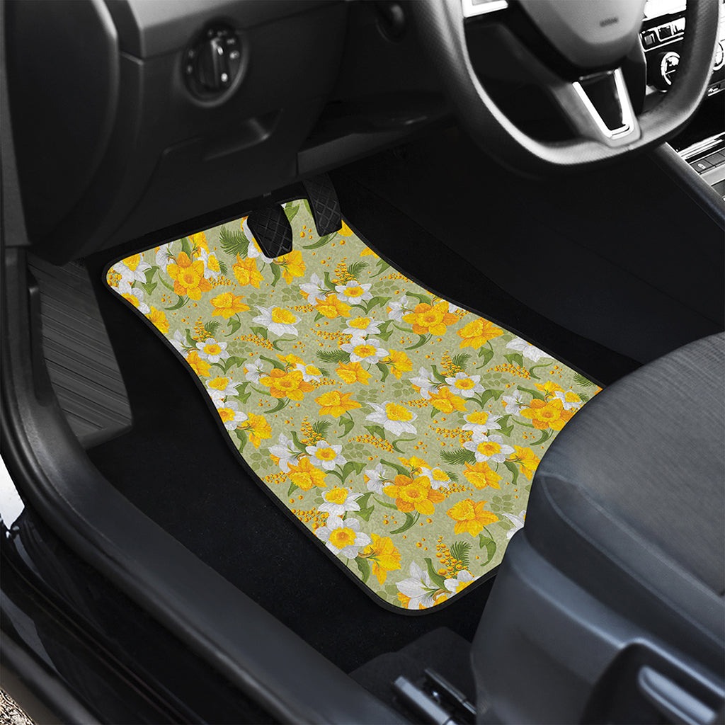 Vintage Daffodil Flower Pattern Print Front Car Floor Mats