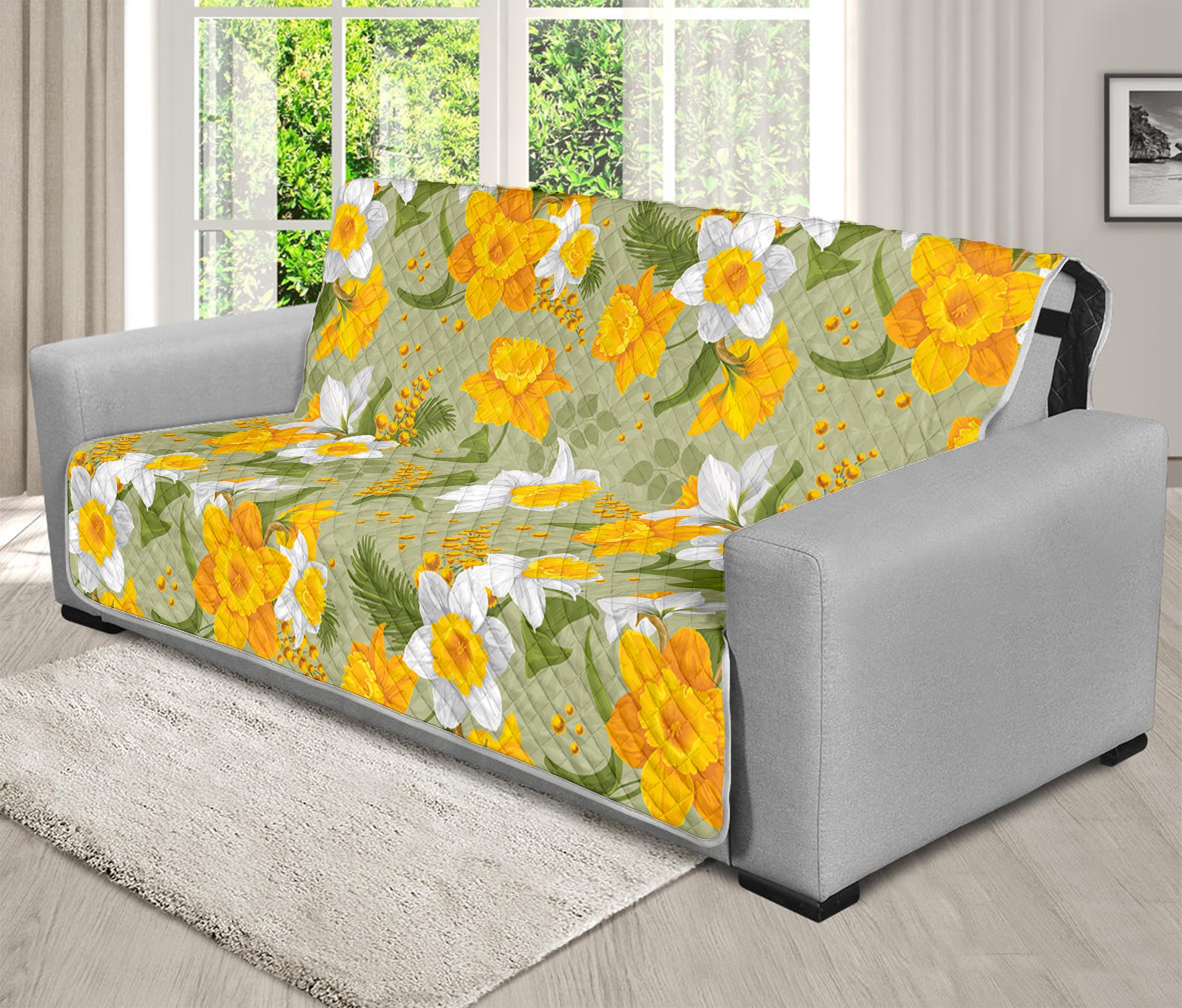 Vintage Daffodil Flower Pattern Print Futon Protector