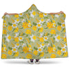 Vintage Daffodil Flower Pattern Print Hooded Blanket