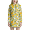 Vintage Daffodil Flower Pattern Print Hoodie Dress