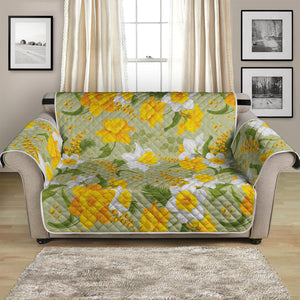 Vintage Daffodil Flower Pattern Print Loveseat Protector