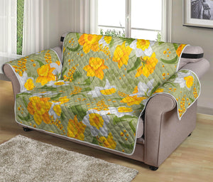 Vintage Daffodil Flower Pattern Print Loveseat Protector