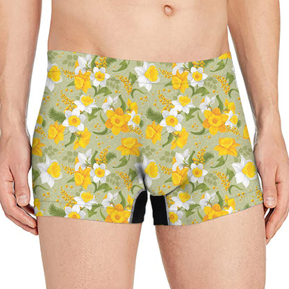 Vintage Daffodil Flower Pattern Print Men's Boxer Briefs