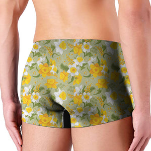 Vintage Daffodil Flower Pattern Print Men's Boxer Briefs