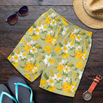 Vintage Daffodil Flower Pattern Print Men's Shorts