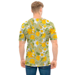 Vintage Daffodil Flower Pattern Print Men's T-Shirt