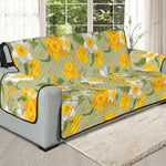 Vintage Daffodil Flower Pattern Print Oversized Sofa Protector