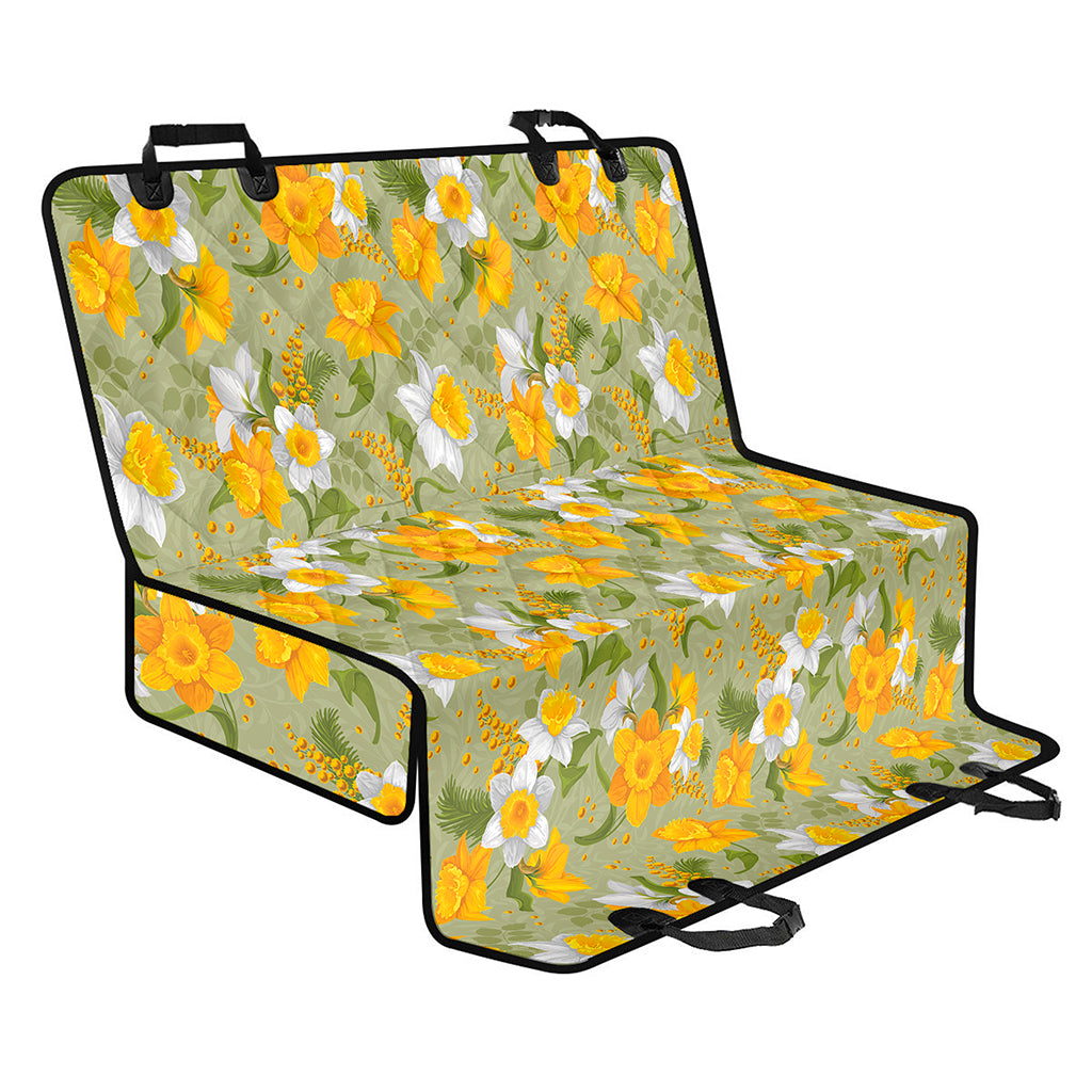 Vintage Daffodil Flower Pattern Print Pet Car Back Seat Cover