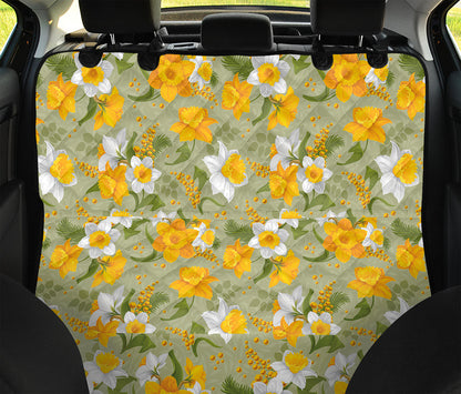 Vintage Daffodil Flower Pattern Print Pet Car Back Seat Cover