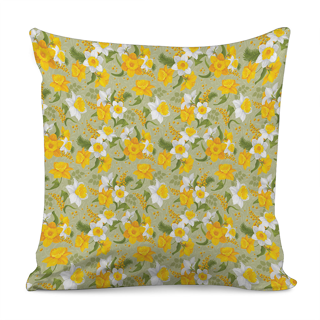 Vintage Daffodil Flower Pattern Print Pillow Cover