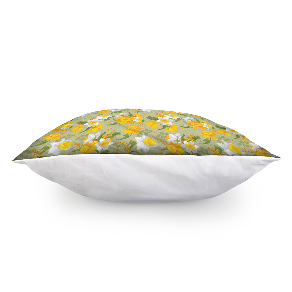 Vintage Daffodil Flower Pattern Print Pillow Cover