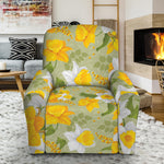 Vintage Daffodil Flower Pattern Print Recliner Slipcover
