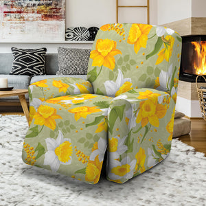 Vintage Daffodil Flower Pattern Print Recliner Slipcover