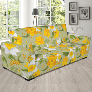 Vintage Daffodil Flower Pattern Print Sofa Slipcover