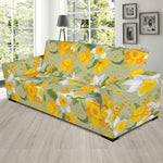 Vintage Daffodil Flower Pattern Print Sofa Slipcover