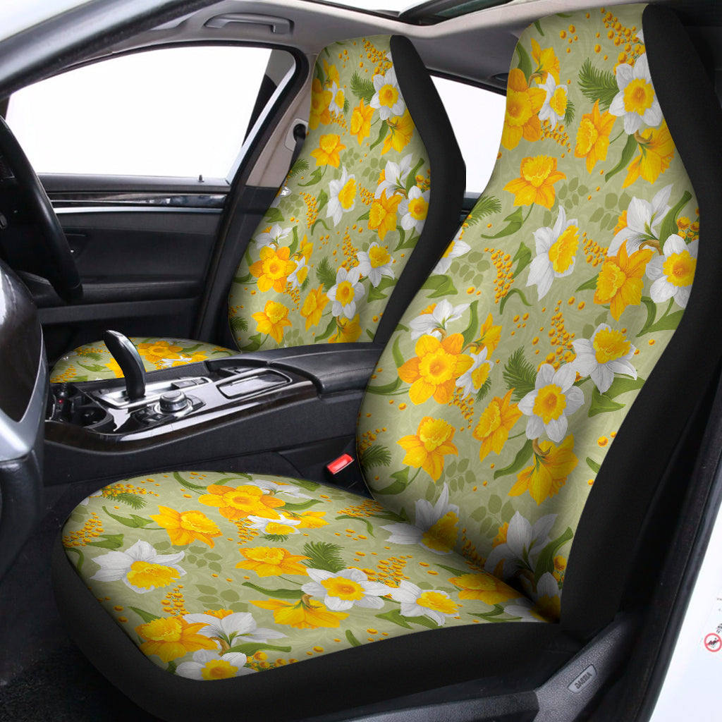 Vintage Daffodil Flower Pattern Print Universal Fit Car Seat Covers