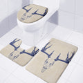 Vintage Deer Skull Print 3 Piece Bath Mat Set
