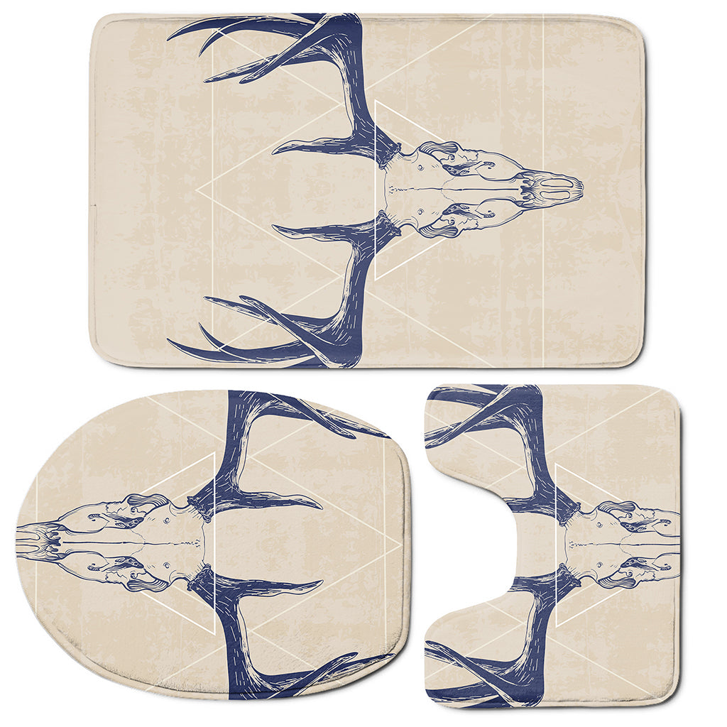 Vintage Deer Skull Print 3 Piece Bath Mat Set