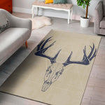 Vintage Deer Skull Print Area Rug